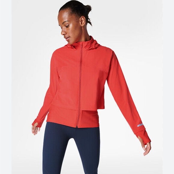 Sweaty Betty Fast Track Full Zip Through  Pentas Red Hoodie Running Jacket NWOT - Picture 2 of 12